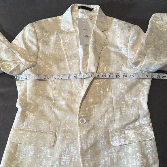 Men’s Slim Fit Beige Dress Suit Jacket Blazer Formal Notched Lapels Size 36 NWT - Picture 10 of 11